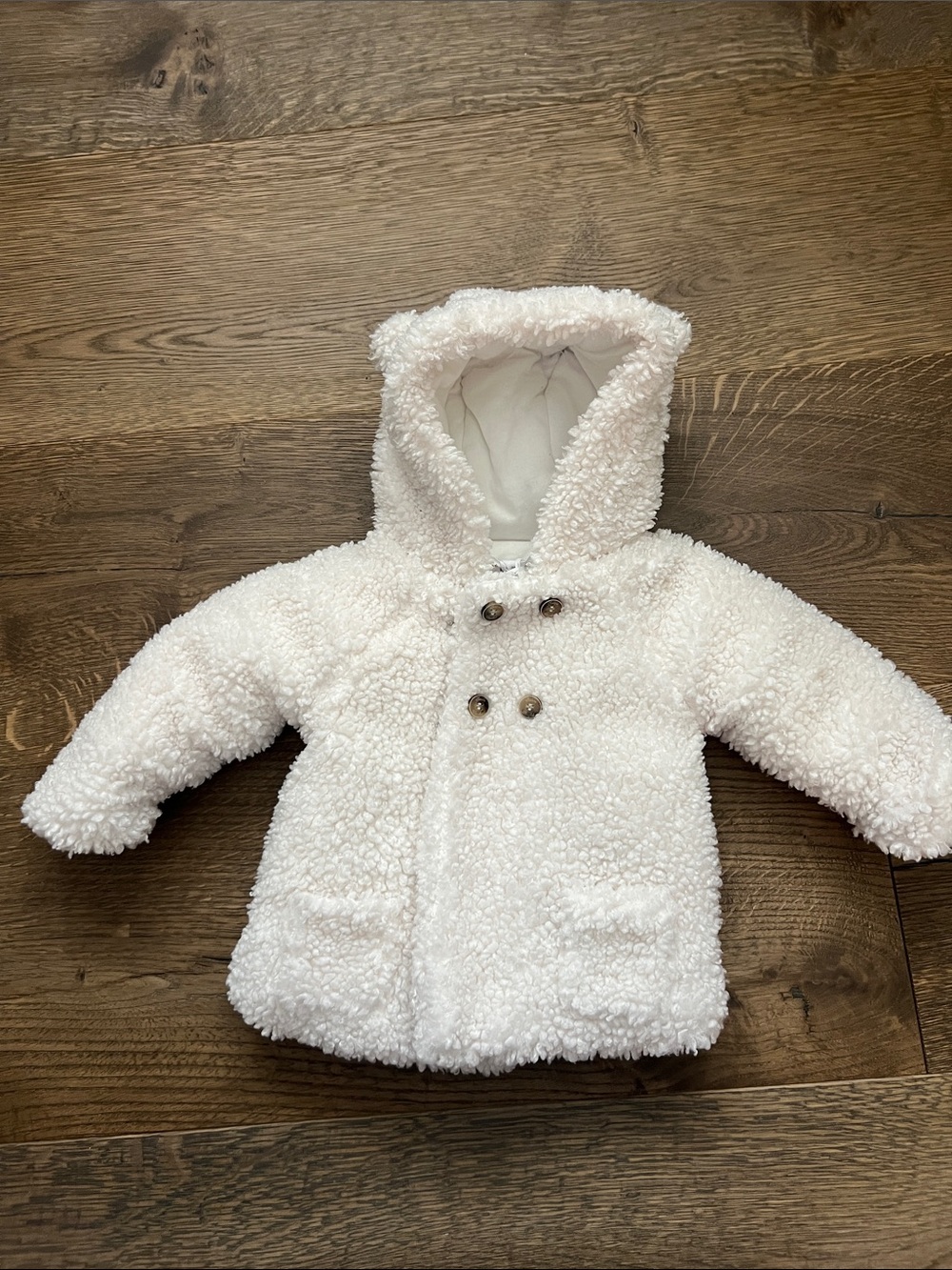 Tartine et Chocolat Cream Hooded Sherpa Baby Jacket